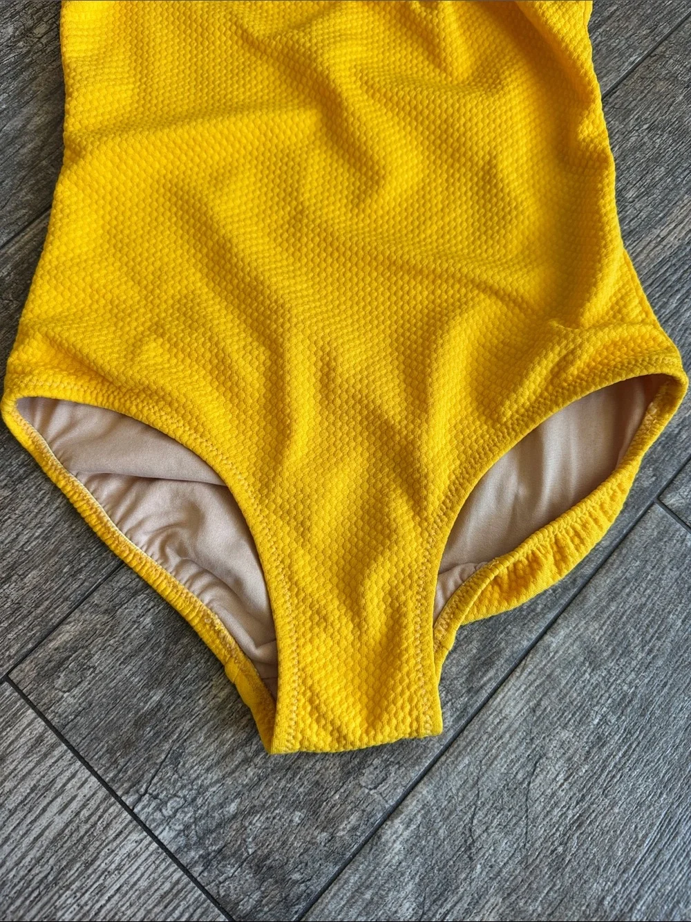 Old Navy Girls Yellow Textured Halter One-Piece Swimsuit